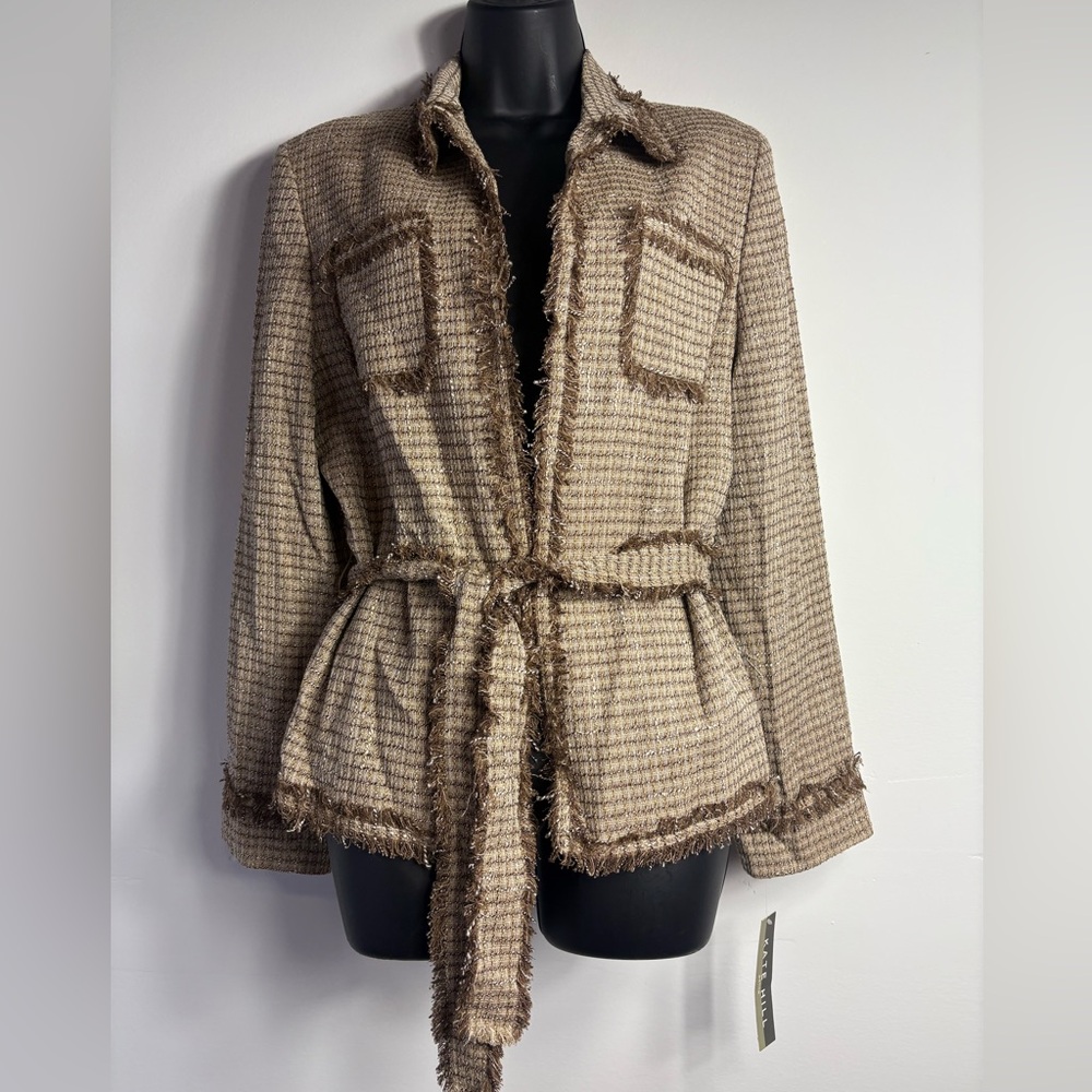 Kate Hill Women's Size 12P Brown Gold Mine Petite ClassyTweed Jacket